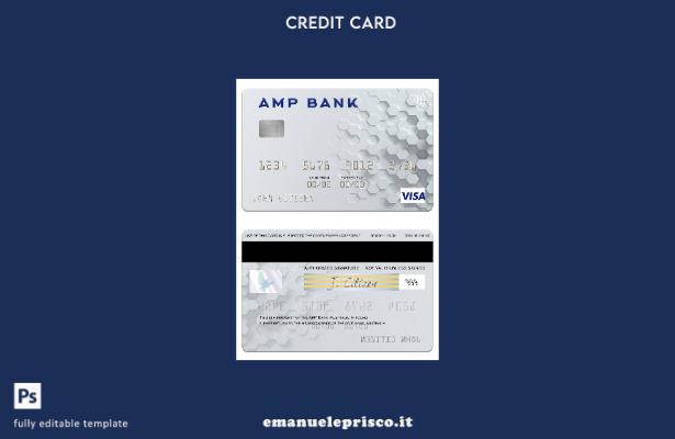 modello di carta visto Australia AMP Bank in stile verificato